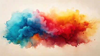Poster - Abstract Watercolor Painting A Vivid Blend of Blues, Reds, and Yellows, Creating a Dynamic and Evocative Artistic Composition