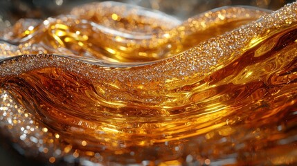 Poster - Golden Liquid Abstract Art: Amber Waves, Swirling Symphony of Color and Light
