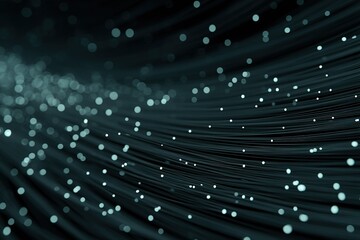 Fototapete - Swirling particles and flowing lines create an abstract composition with a sense of depth and motion in a digital space
