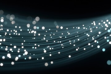 Fototapete - Light particles flow gracefully through a dark space creating a mesmerizing effect