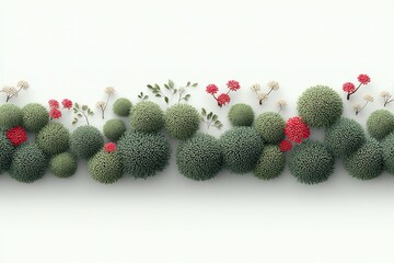 Poster - Lush green and red floral arrangement creating a vibrant natural display on a neutral background