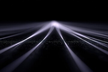 Fototapete - Abstract lines of light creating a dynamic perspective in a dark environment