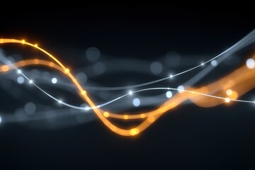 Fototapete - Colorful lines of light swirl in an abstract display with bright glows over a dark background