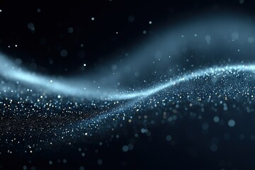 Poster - soft waves of shimmering particles create a mesmerizing display against a dark backdrop in a tranqui