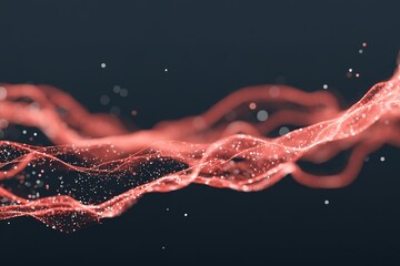 Fototapete - Elegant red waves of light flowing gracefully against a dark backdrop creating a mesmerizing abstract pattern