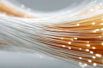 Fototapete - Illuminated strands of fiber optic cables showcase vibrant colors and intricate details in a close-up view