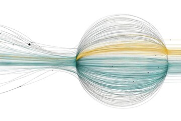 Poster - Visual representation of fluid dynamics showcasing flow patterns and vortex formation in a spherical environment