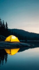 Aufkleber - canoe on lake