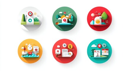 Poster - Business management icon set concept. Clean and modern icon set for business management