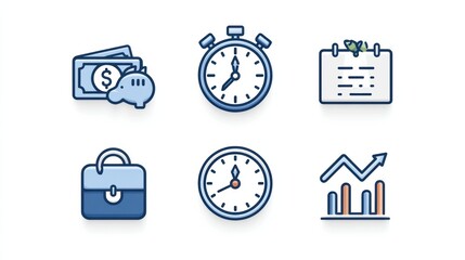 Poster - Business management icon set concept. Set of icons for business management and key performance indicators