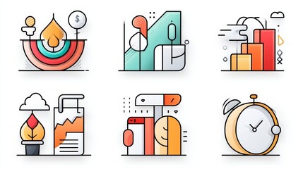 Poster - Business management icon set concept. Six conceptual icons illustrating business management concepts