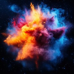 Poster - Cosmic Color Explosion: A vibrant nebula of swirling hues and cosmic dust, a breathtaking spectacle of color and energy.