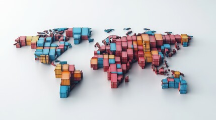 Poster - Global shipping dynamics containerization impact on trade worldwide infographic modern aerial view trade growth