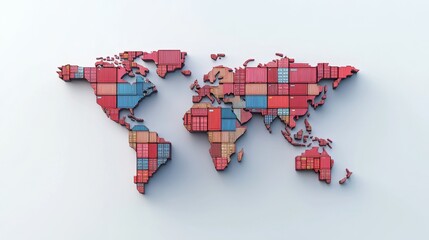 Poster - Global trade network visualization world map infographic digital art geometric perspective economic insights