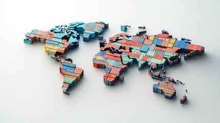 Poster - Global trade dynamics colorful cargo container map visualization creative art global perspective modern concept