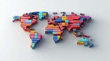 Poster - Global trade networks colorful map of container shipping routes digital art modern design abstract perspective