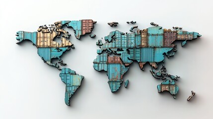 Poster - global trade map container shipping visualization modern art display urban environment unique perspe