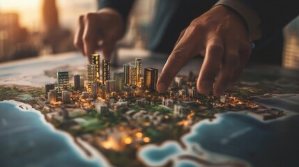 Poster - strategic business planning urban landscape conceptual map exploration city environment close-up vie