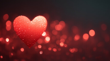 Poster - Red heart valentine's day background love romance romantic bokeh glitter sparkle holiday celebration card