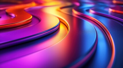 Poster - Abstract Colorful Metal Waves: A Symphony of Hues and Curves