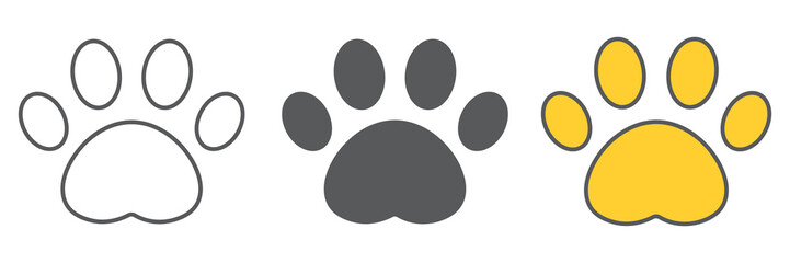 Poster - Paw print icon collection, pet and foot, dog paw footprint vector icon set, vector graphics, editable stroke outline sign, eps 10