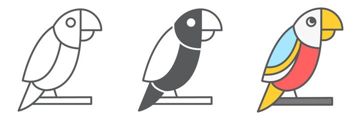 Poster - Parrot icon collection, pet and bird, macaw vector icon set, vector graphics, editable stroke outline sign, eps 10