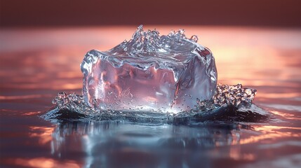 Poster - Ice Cube Reflection: A Stunning Still Life Photography