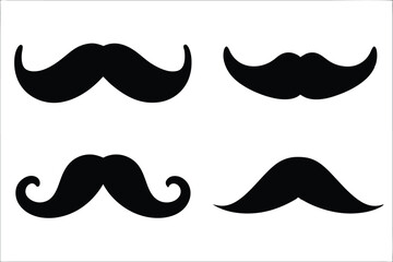 mustache silhouette vector set, moustache icon collection