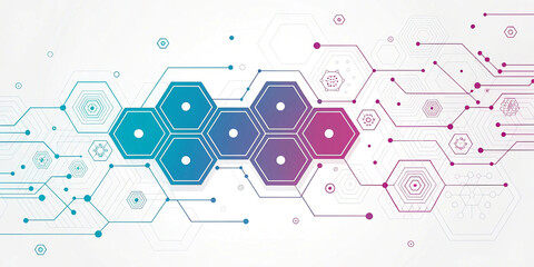 Abstract technology hexagonal background with nodes