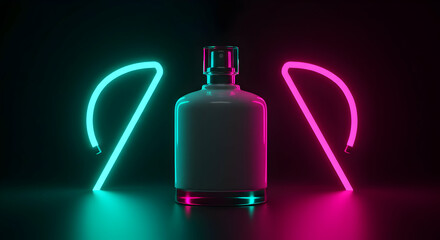 Poster - Neon Lit Empty Bottle Product Display