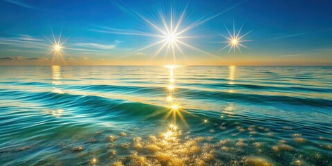 Aufkleber - Golden Hour Ocean Serenity Sparkling Waves and Celestial Suns Reflecting on Calm Water