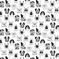 Fototapete - dog doodle cute seamless pattern