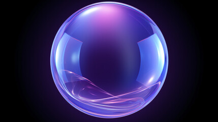 Aufkleber - Transparent sphere with a blue-purple neon glow, perfect for futuristic technology-themed banners and displays.

