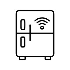 Poster - Smart refrigerator wifi connected appliance kitchen technology modern fridge freezer icon vector