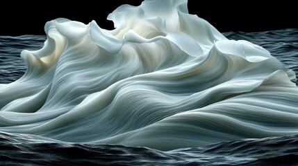 Poster - Abstract Wave Sculpture: A Serene Digital Masterpiece