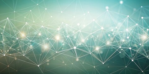 Poster - Abstract Network Connections  Intertwined Lines and Glowing Nodes on a Teal Background