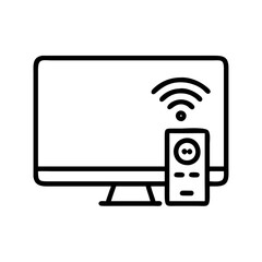 Poster - Smart tv with remote control vector icon illustration for modern television technology design