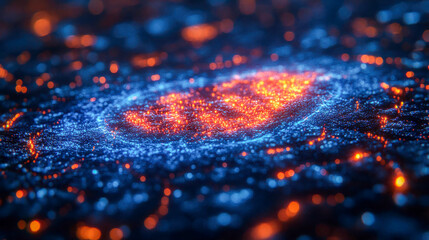 Poster - Digital fingerprint scan glowing on a circuit board, symbolizing cybersecurity and biometric authentication