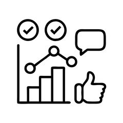 Poster - Growth chart with positive feedback and check marks for business success and approval rating