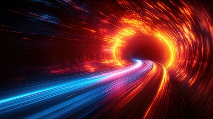 Poster - Abstract Light Tunnel: A Journey Through Fiery and Icy Trails