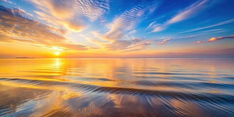 Poster - Golden Hour Serenity  A Tranquil Seascape at Sunset with Gentle Waves and Vibrant Sky