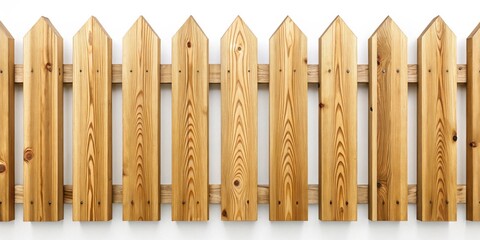 Aufkleber - A Detailed Close-Up View of a Newly Constructed Light Brown Wooden Fence with Pointed Tops and Visible Wood Grain