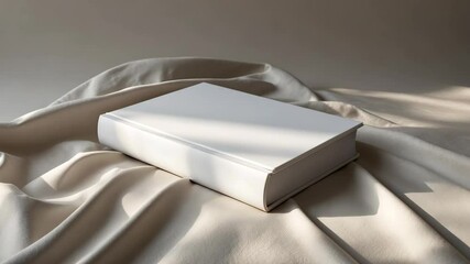 Poster - Mockup of a white book with a blank cover positioned on a flat background
