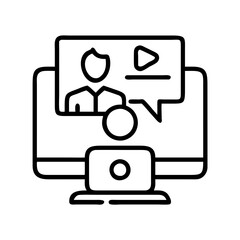 Poster - Online video conference meeting icon vector illustration for business and communication apps