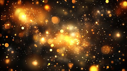 Wall Mural - Fiery, glittering particles dance over a dark background, accompanied by glowing embers, creating stunning, dynamic visuals