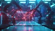 © Jbgoals - A neural network or artificial intelligence in industry 4.0. Robotic arms creates neural network, Generative AI illustrations