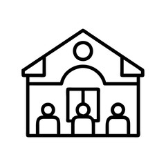 Poster - Community center building icon vector, social gathering place, public service facility design element