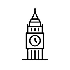 Poster - Big ben tower london england landmark architecture clock british travel outline icon vector drawing