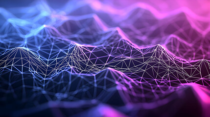 Fototapete - Abstract Digital Landscape With Triangles And Gradient Colors