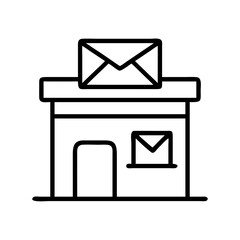Poster - Post office building with mail envelope icon vector illustration for postal service design concept